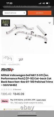 MILLTEK Volkswagen Golf MK7.5 GTI (17-19) Cat-back Non Res SSXVW462