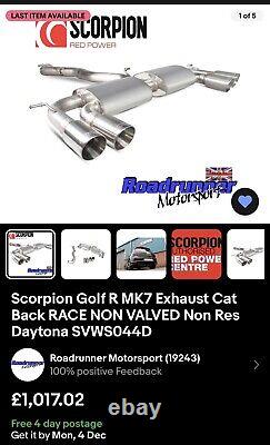 VW Golf MK7 R Scorpion Race 3 Cat Back Exhaust 7R Milltek Decat Audi S3 8V